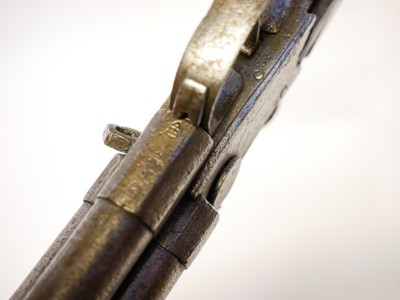 Lot 4 - Flintlock triple barrelled pistol by Nicholson,...