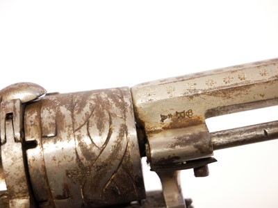 Lot 11 - Belgian 7mm pinfire revolver, 3inch octagonal...