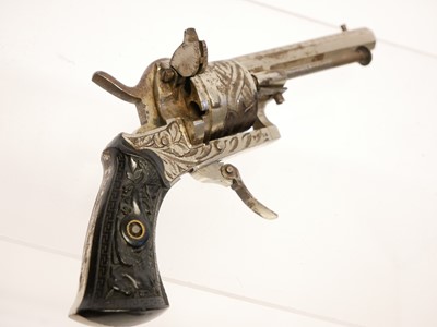 Lot 11 - Belgian 7mm pinfire revolver, 3inch octagonal...