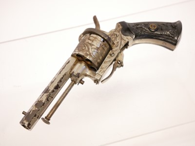 Lot 11 - Belgian 7mm pinfire revolver, 3inch octagonal...
