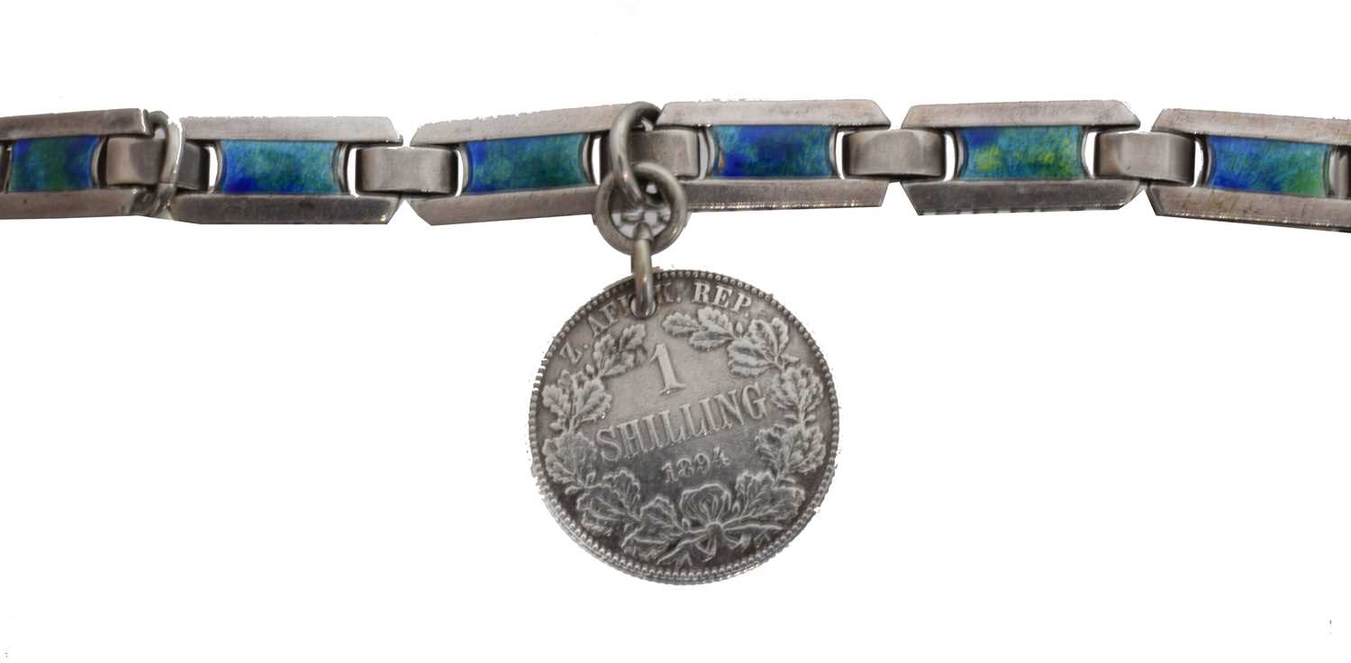 Lot 18 - An early 20th century silver enamel bracelet by Murrle Bennett & Co.