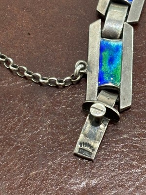 Lot 18 - An early 20th century silver enamel bracelet by Murrle Bennett & Co.
