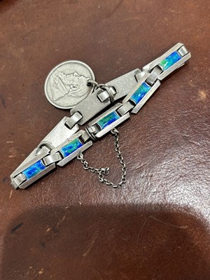 Lot 18 - An early 20th century silver enamel bracelet by Murrle Bennett & Co.