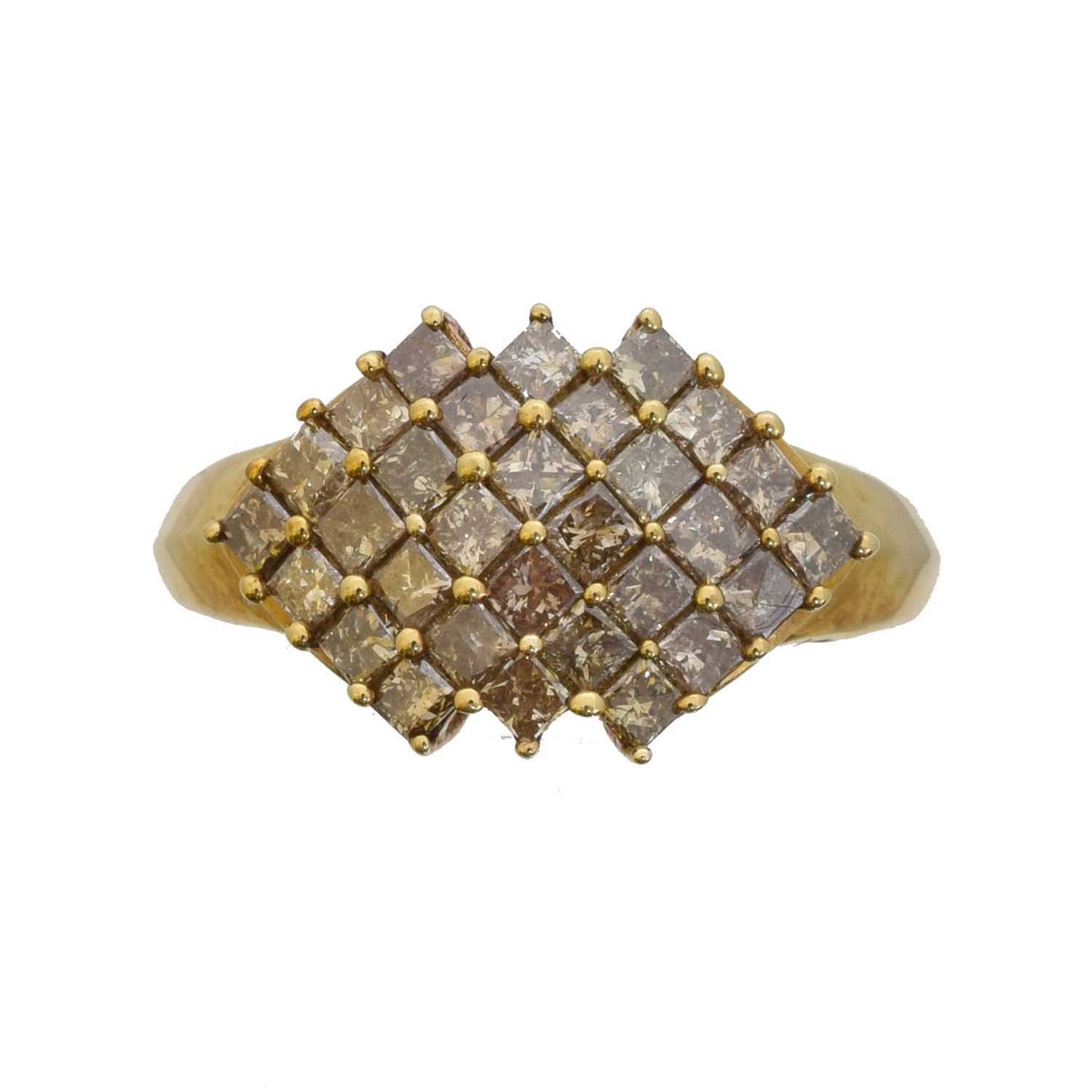 Lot 54 - A 9ct gold champagne diamond ring by Gemporia.