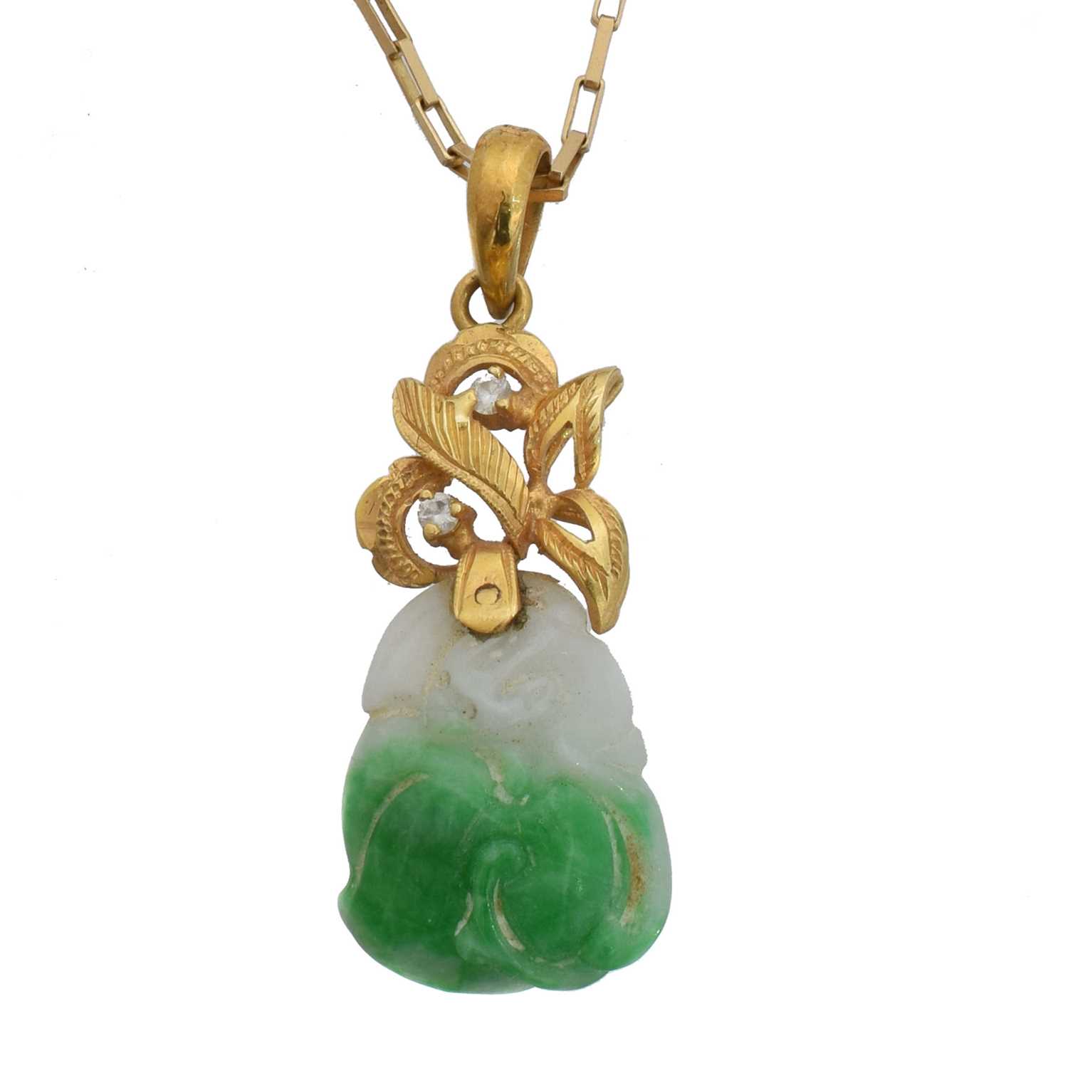 Lot 22 - A jade pendant on chain.