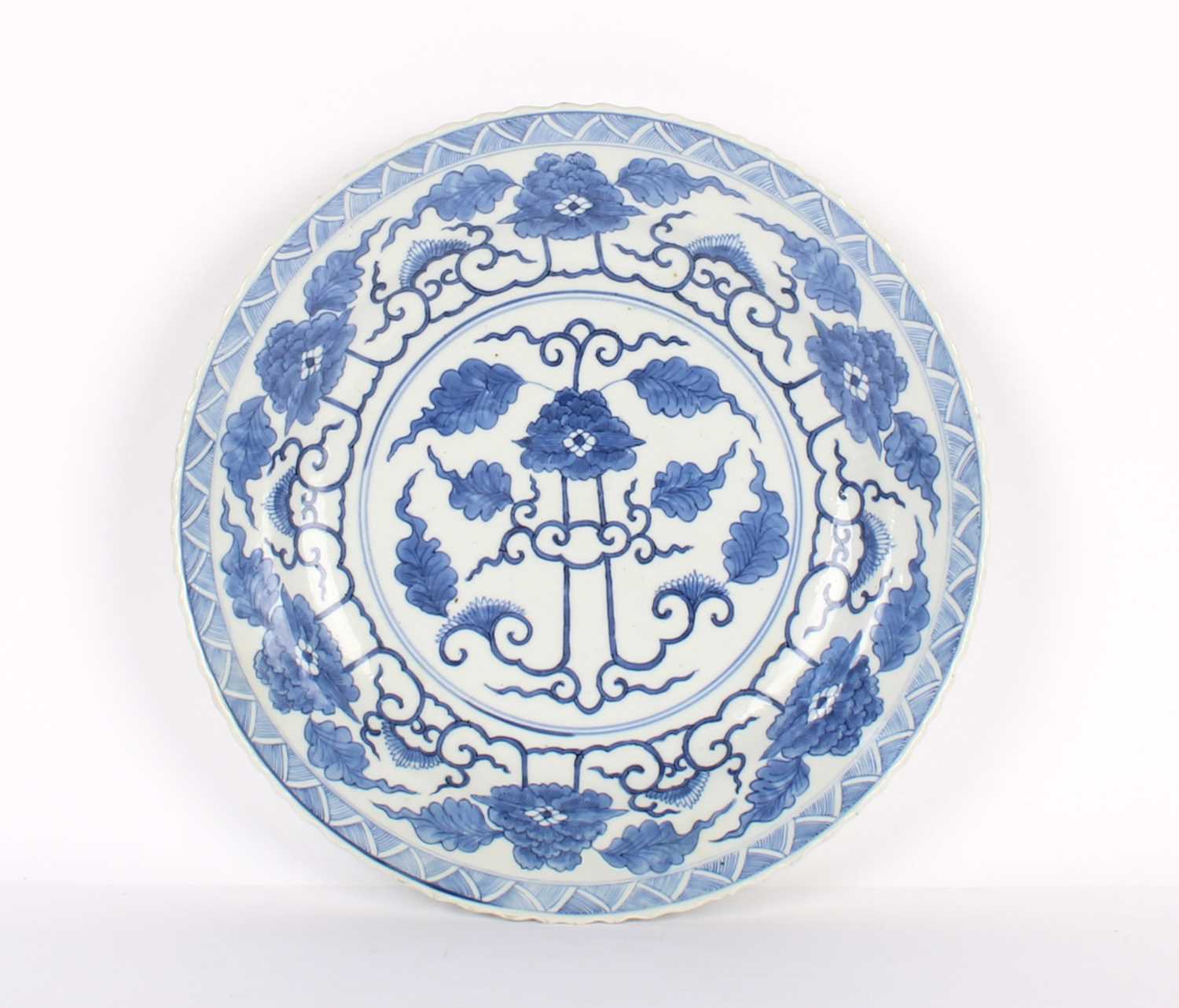 Lot 6 - A Late 19th Century Chinese "Kangxi Revival" Blue & White Shallow Dish