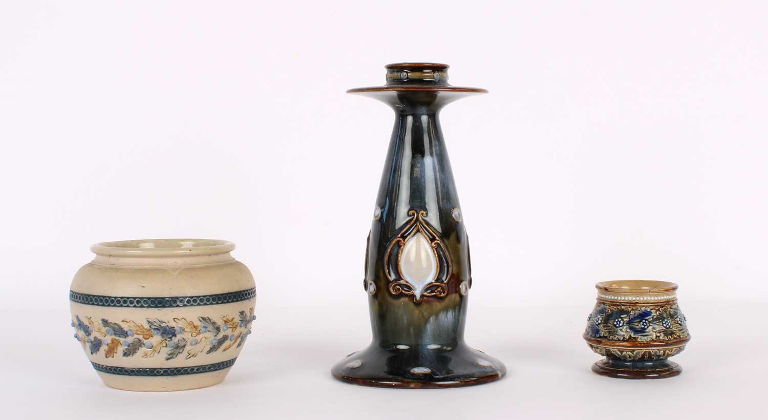 Lot 52 - An Art Nouveau Stoneware Candlestick by Minnie Webb for Royal Doulton