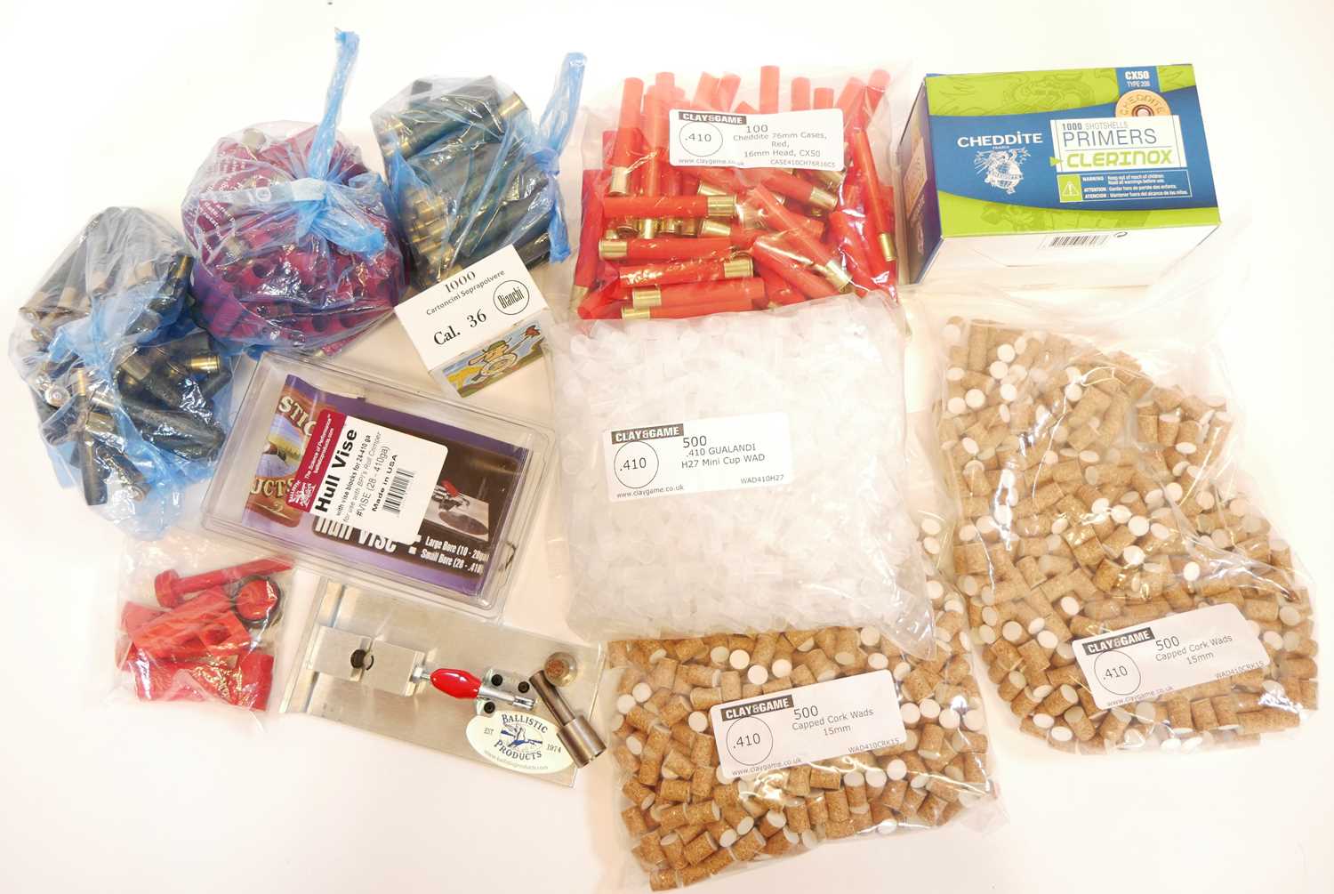 Lot 632 - .410 ammunition reloading tools and components,...