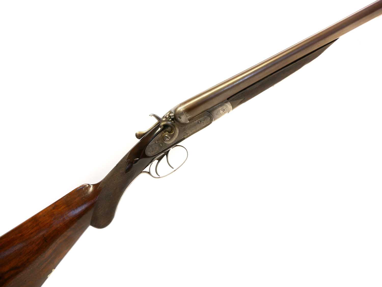 Lot 391 - 12 bore side by side hammer gun, serial number...
