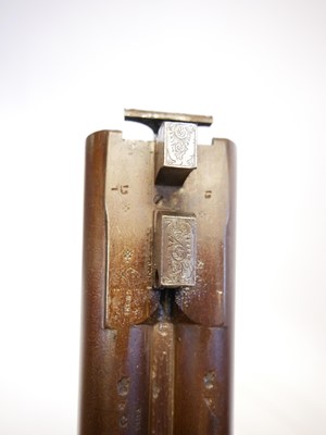 Lot 391 - 12 bore side by side hammer gun, serial number...