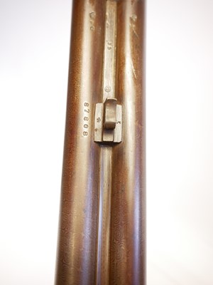 Lot 391 - 12 bore side by side hammer gun, serial number...