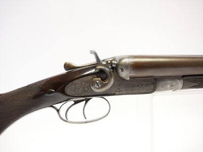 Lot 391 - 12 bore side by side hammer gun, serial number...