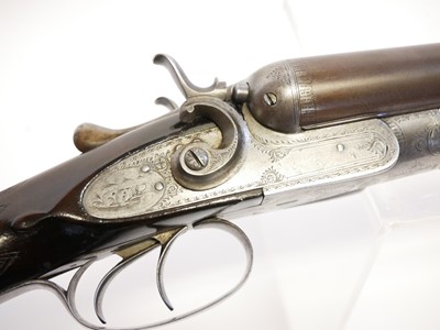 Lot 391 - 12 bore side by side hammer gun, serial number...
