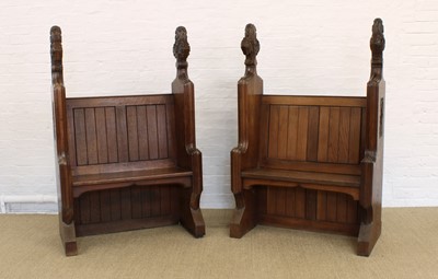 Lot 205 - An Impressive Pair of Victorian Gothic Revival Oak Choir Stalls
