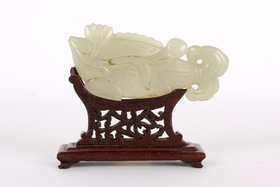 Lot 17 - A Chinese Carved Celadon Jade Fish