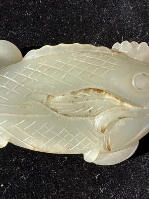Lot 17 - A Chinese Carved Celadon Jade Fish