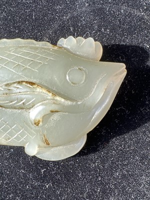 Lot 17 - A Chinese Carved Celadon Jade Fish