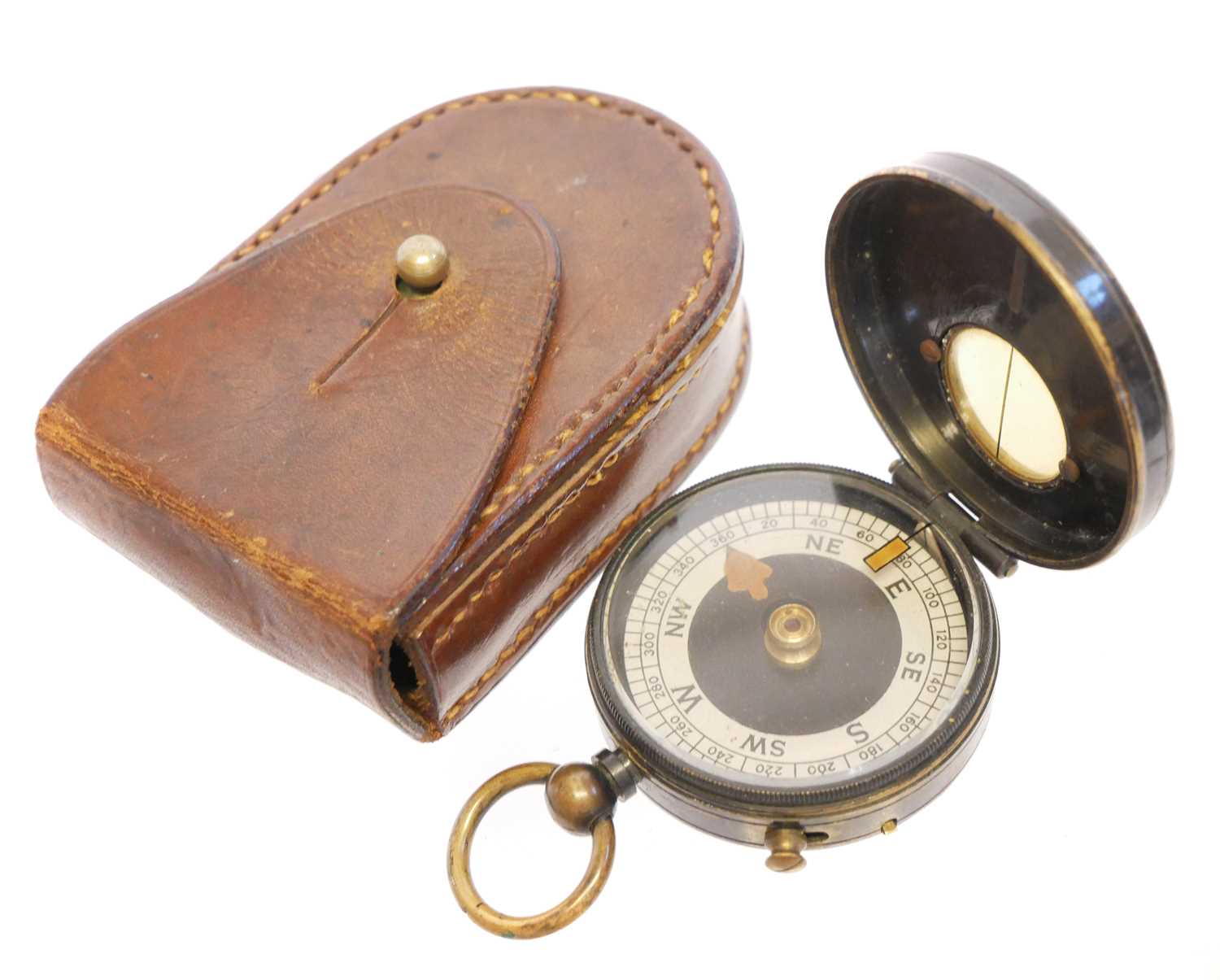 Lot 222 - Marching compass with original leather case...