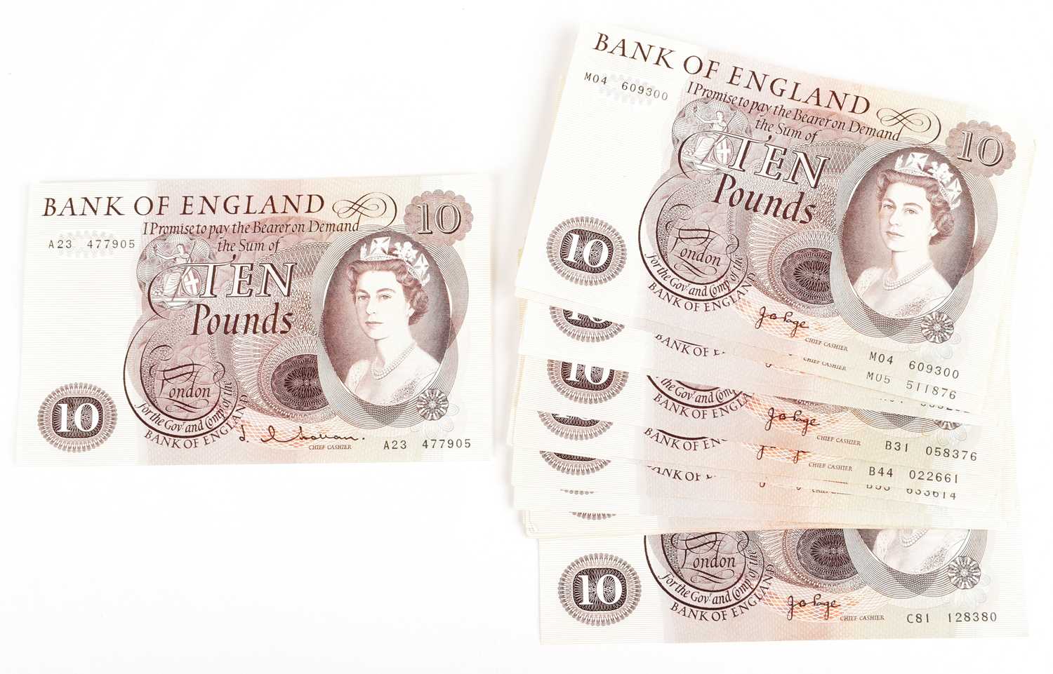 Lot 66 - An assortment of various Bank of England Ten Pounds banknotes (20).