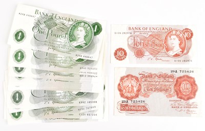 Lot 69 - Assortment of Ten Shillings and One Pound banknotes