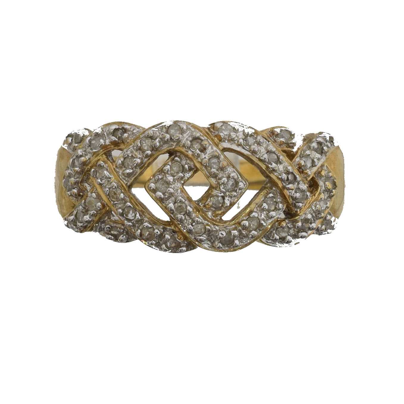 Lot 34 - A 9ct gold diamond band ring.