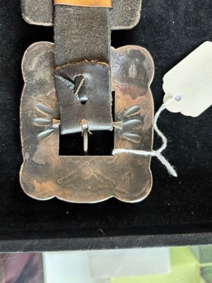 Lot 85 - A silver and turquoise Concho belt by A Payton.