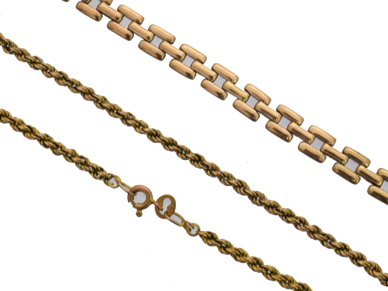 Lot 32 - Two 9ct gold chains.
