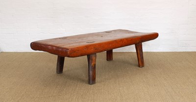 Lot 151 - A Vernacular Elm Hog or Pig Bench Dated 1900