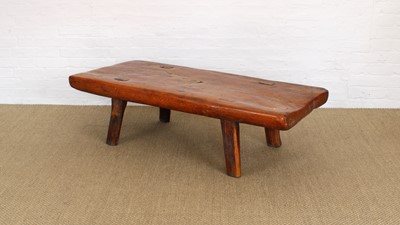 Lot 151 - A Vernacular Elm Hog or Pig Bench Dated 1900