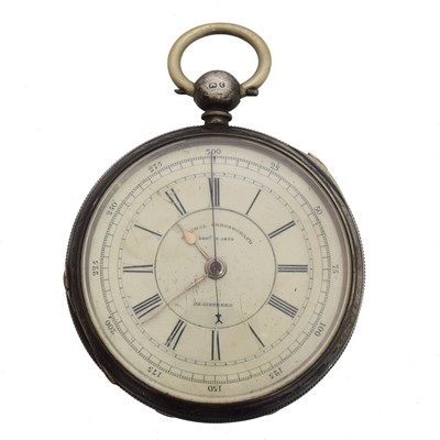 Lot A silver 'Decimal Chronograph' open face pocket watch.