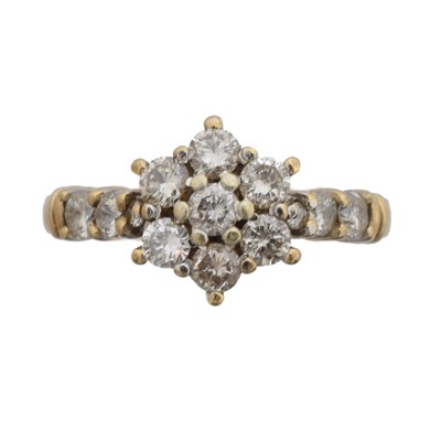 Lot A 9ct gold diamond cluster ring.