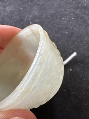 Lot A Small Chinese Ming Dynasty Carved Celadon Jade Cup