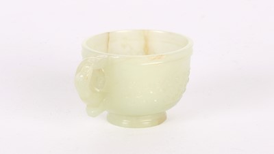 Lot 17 - A Small Chinese Ming Dynasty Carved Celadon Jade Cup