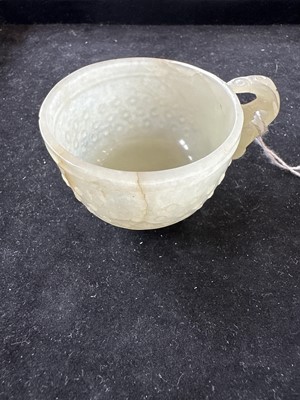 Lot A Small Chinese Ming Dynasty Carved Celadon Jade Cup