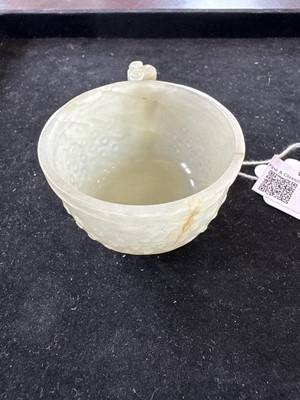 Lot A Small Chinese Ming Dynasty Carved Celadon Jade Cup