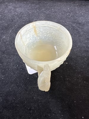 Lot A Small Chinese Ming Dynasty Carved Celadon Jade Cup