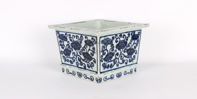 Lot 7 - A Large Chinese Blue and White "Lingzhi" Planter or Pot with Ming Dynasty Xuande Mark
