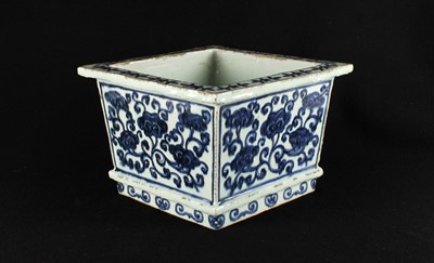 Lot 91 - A Large Chinese Blue and White "Lingzhi" Planter or Pot with Ming Dynasty Xuande Mark