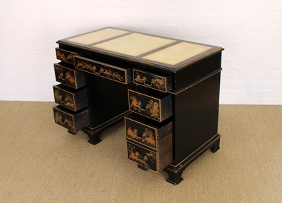Lot 187 - An Early-Mid 20th Century Black Lacquered 'Chinoiserie' Writing Desk in the Georgian Style