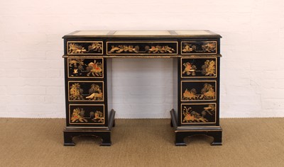 Lot 187 - An Early-Mid 20th Century Black Lacquered 'Chinoiserie' Writing Desk in the Georgian Style