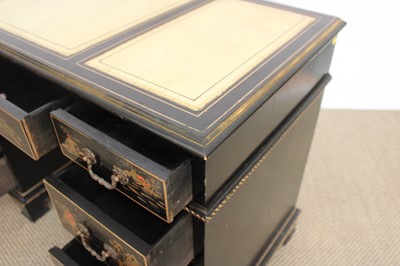 Lot 187 - An Early-Mid 20th Century Black Lacquered 'Chinoiserie' Writing Desk in the Georgian Style