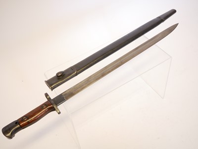 Lot 152 - Lee Enfield SMLE P.1907 bayonet and scabbard,...