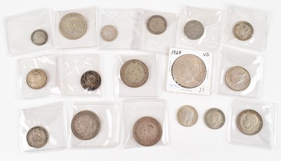 Lot 55 - An assortment of silver and debased silver British coinage together with a USA silver dollar