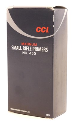 Lot 1000 CCI Small Rifle magnum primers, no.450....
