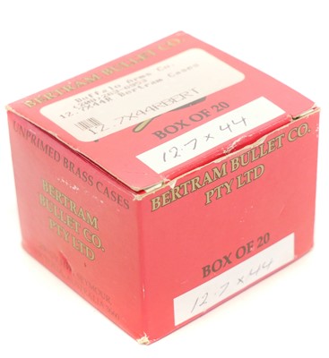 Lot Twenty Bertram Brass 12.7x44 cases, in unused...