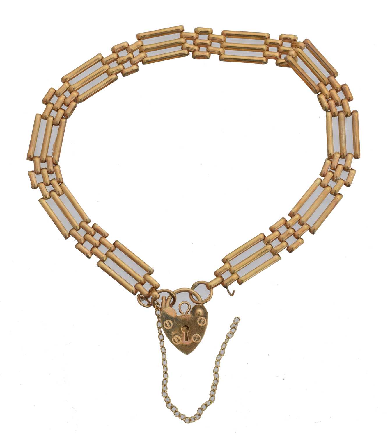 Lot 11 - A 9ct gold gate link bracelet.
