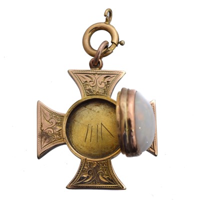 Lot 25 - A late 19th century gold plated opal hinged locket.