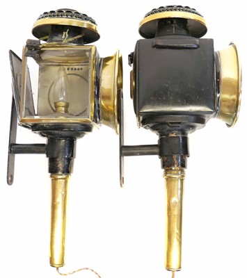 Lot 242 - A Pair of Victorian Iron and Brass Carriage Lamps