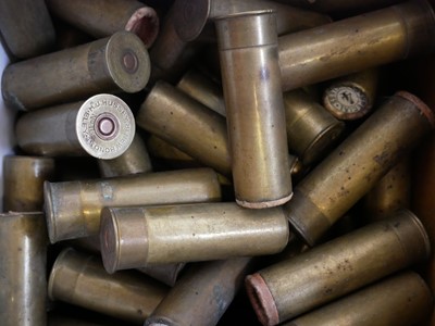 Lot Forty-seven 16 bore brass shotgun cartridges,...