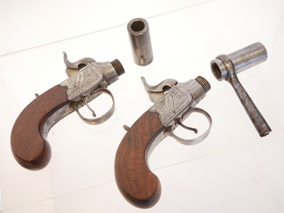 Lot Pair of percussion boxlock pistols signed H....